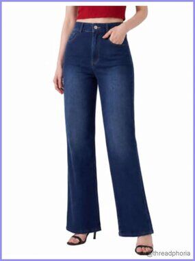 Womens Flare Bootcut Jeans High Waist Stretch Denim with Pockets